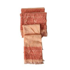 FIELDCREST Sculpted 4pc Set Bath Towels Hand Towels Orange Tangerine Vintage MCM